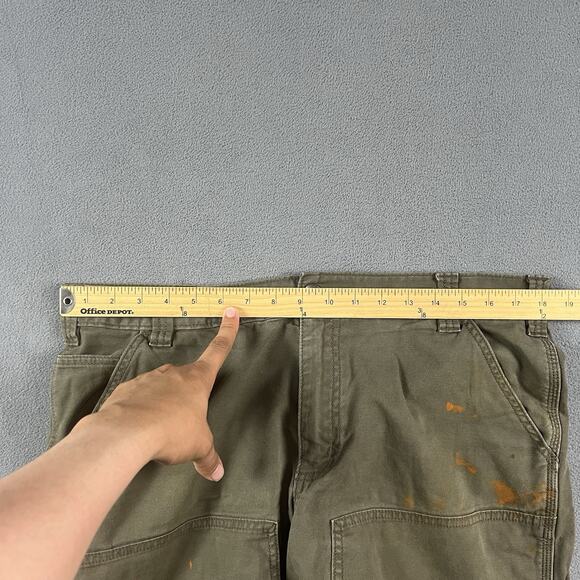 Carhartt Pants Mens 36X28 Moss Green Carpenter Double Knee Distressed Workwear - Picture 8 of 11